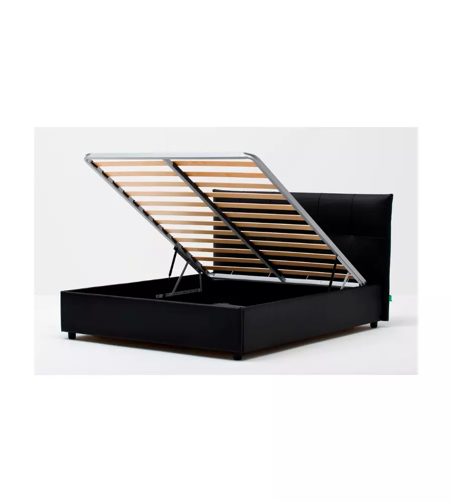 LETTO MATRIMONIALE CONTENITORE "EASY" NERO 160X190 CM